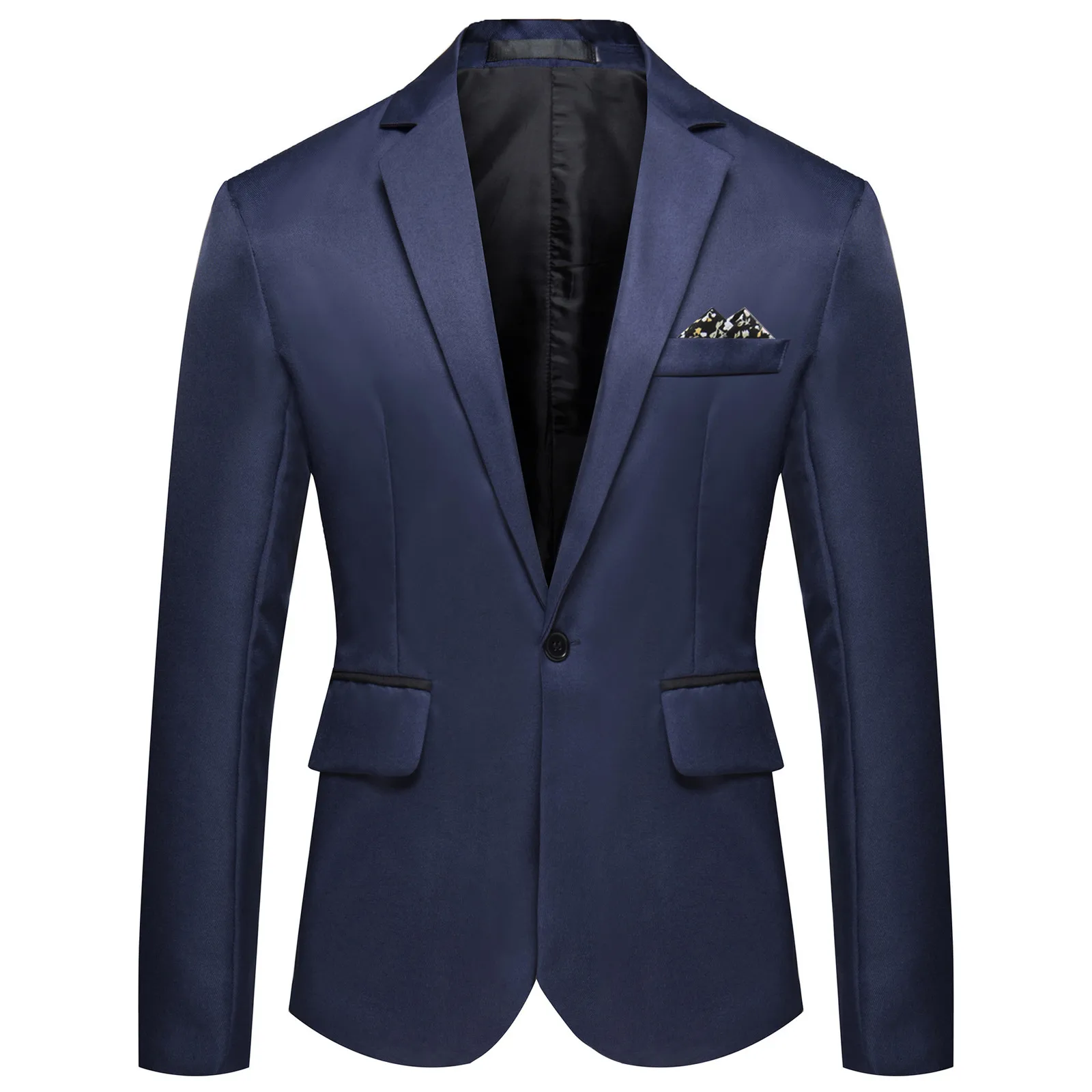 Men Blazer Classic Slim Fit Solid Color Suit Jacket