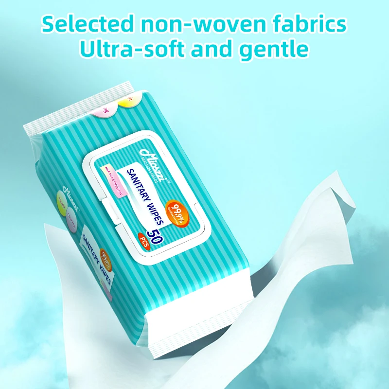 100pcs Sanitary Cleaning Wet Wipes 50pcs/pack,2 packs