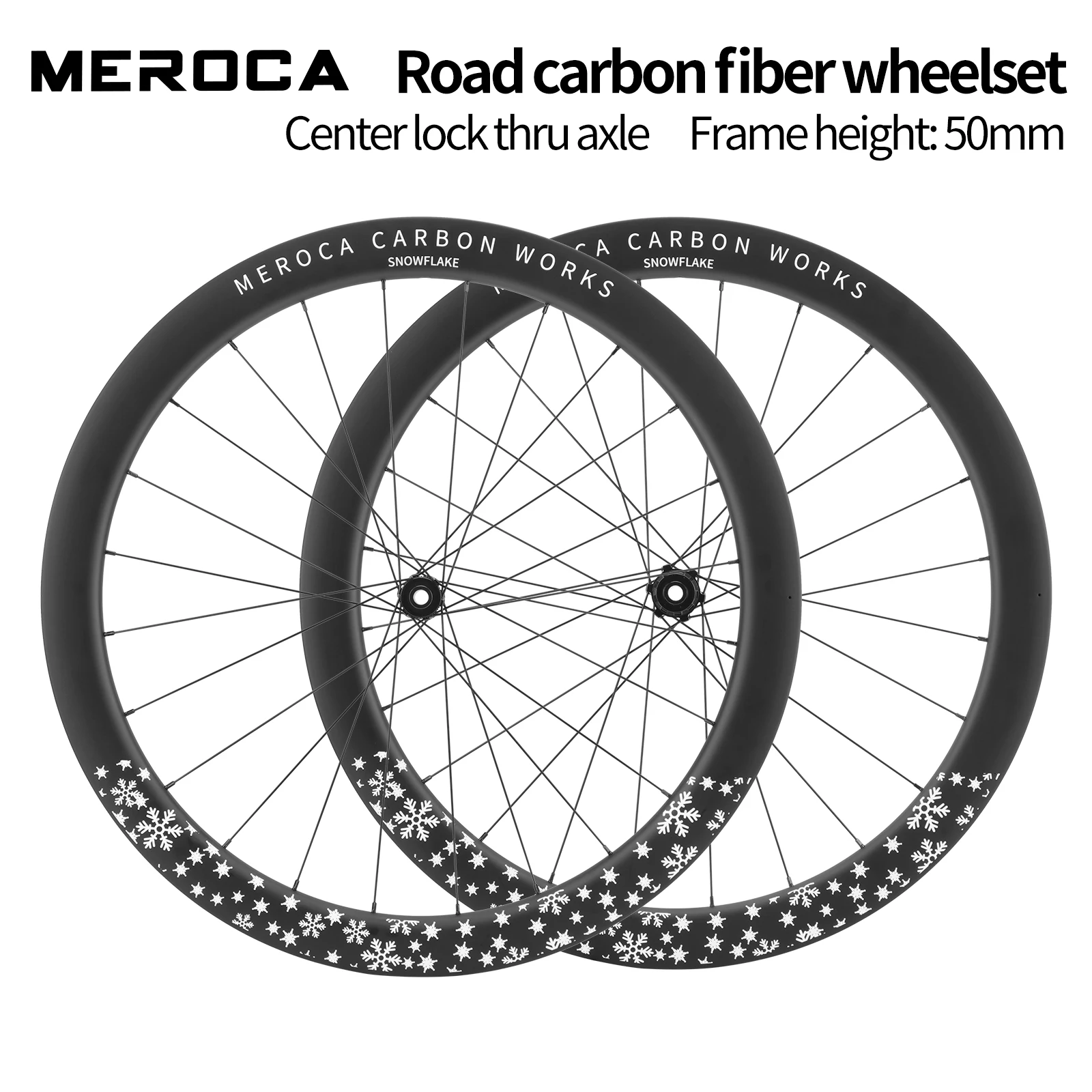 MEROCA Carbon Fiber Road Bike Thru Axle Wheel 100x12mm