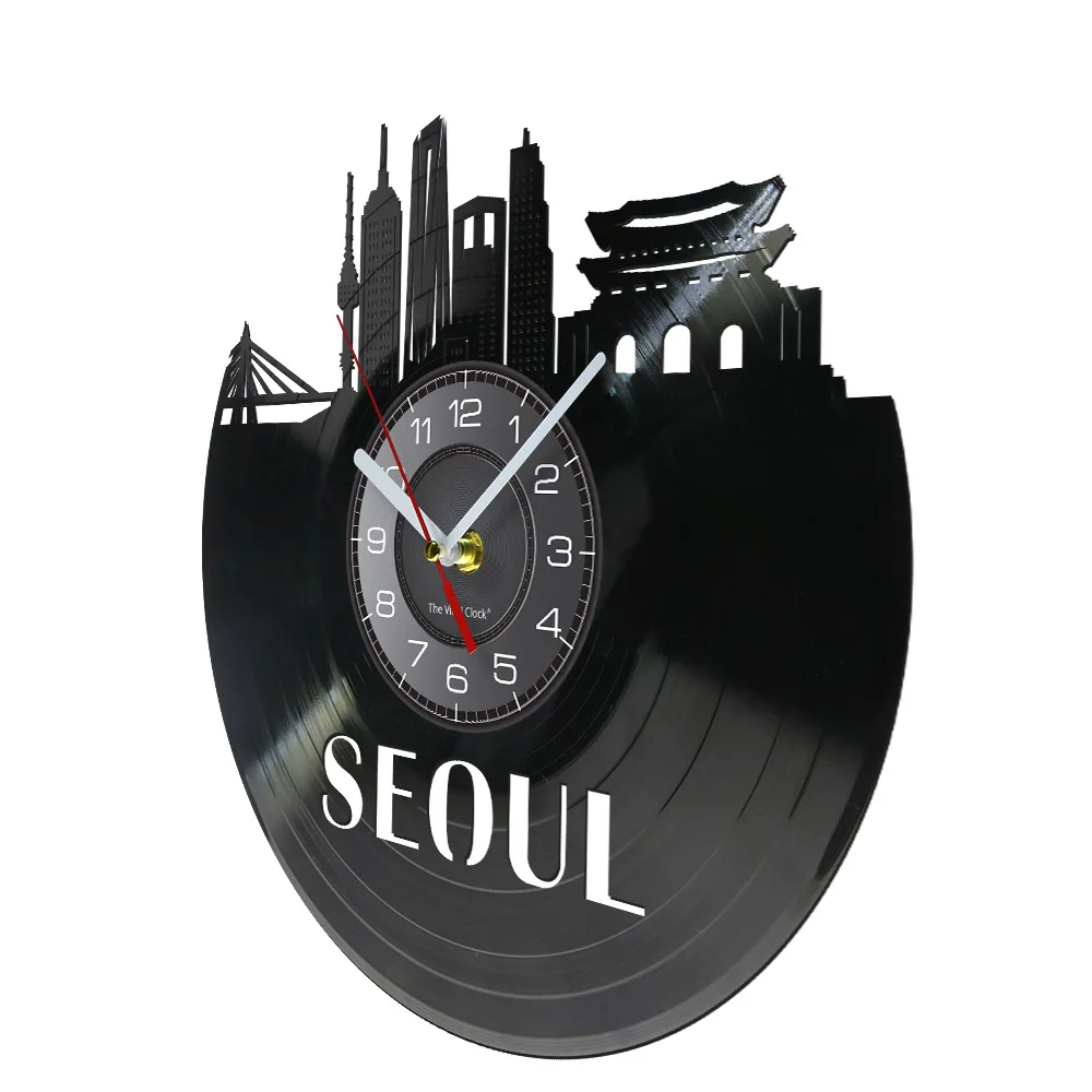 Seoul Architecture Wall Decor Home Decorative Wall Clock Handmade Seoul Vinyl Record Wall Clock South Korea Seoul Travel Gift 2