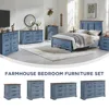 Farmhouse Nightstand with Charging Station, 24 Inch Wide End Table with 3 Large Drawers & Bar Handles, Rustic Wood Small Dresser 3