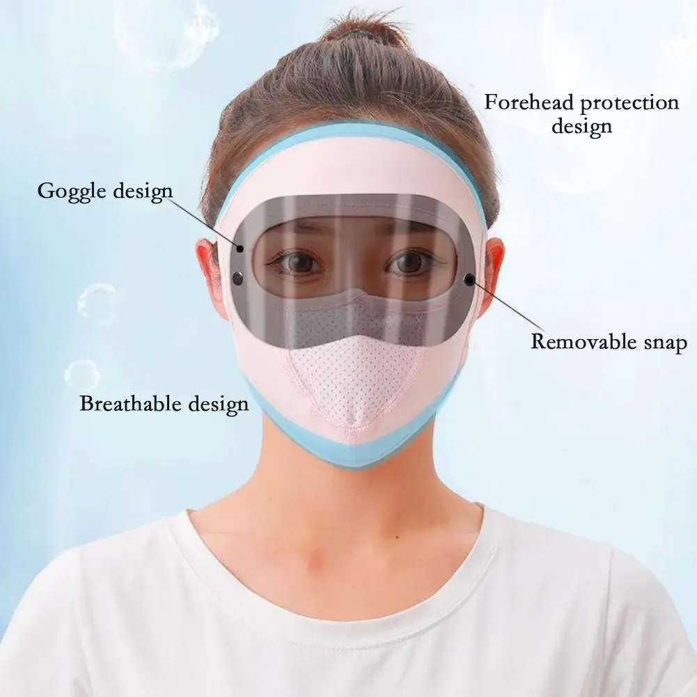 Maschera di protezione solare in seta di ghiaccio con occhiali da sole staccabili Summer anti-uv copertura integrale traspirante attrezzatura sportiva da ciclismo all'aperto