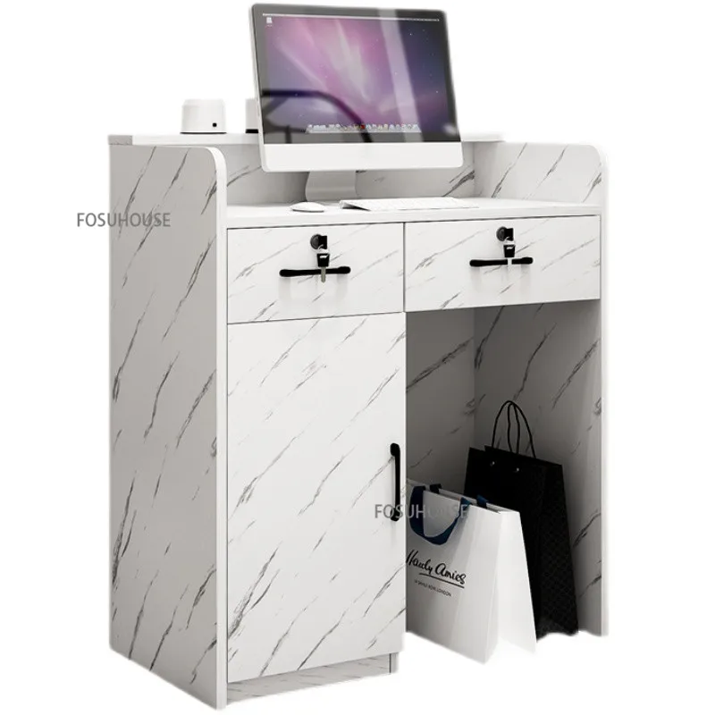 Modern Simple Reception Desk for Office Furniture Wood-based Panel Front Desk Small Clothing Store Reception Checkout Counter
