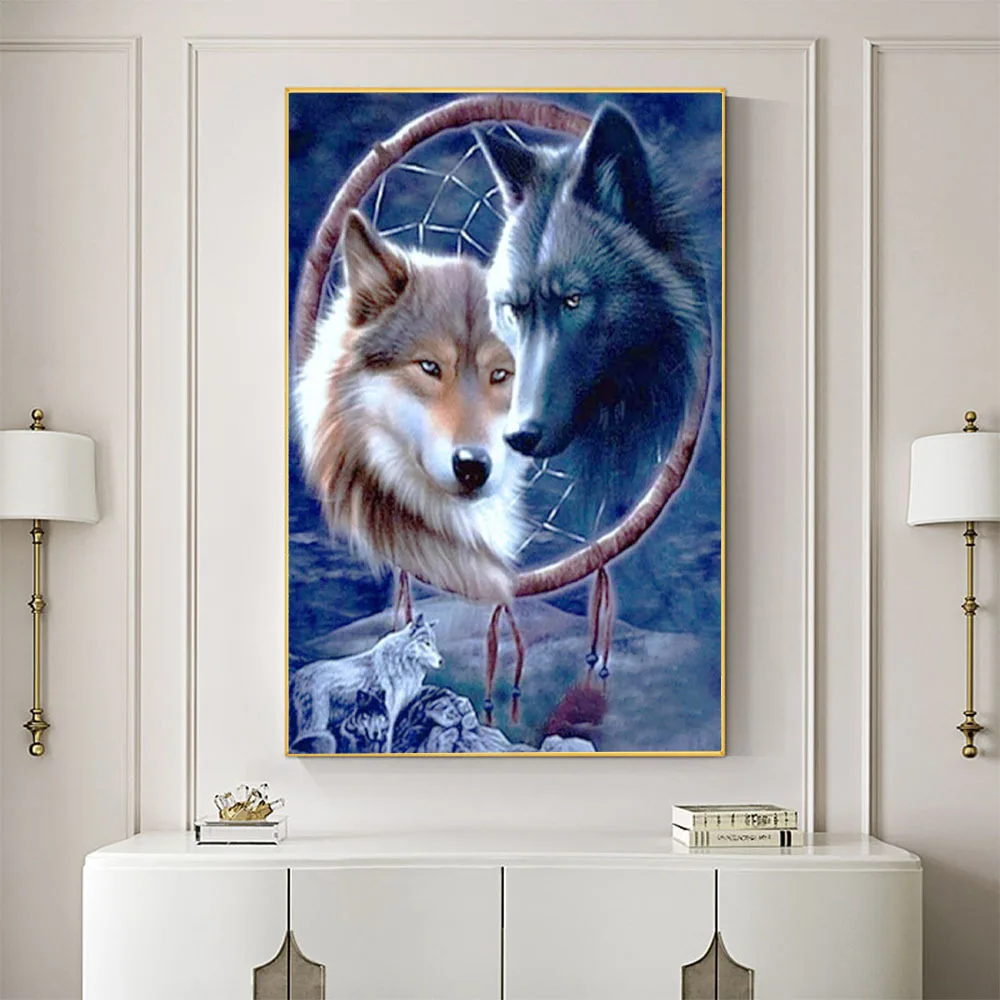 Dreamcatcher Wolf DIY Embroidery Cross Stitch 11CT Kits Needlework Set Cotton Thread Printed Canvas Home Decoration New Design