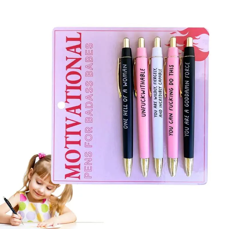 

Inspirational Pens Motivational Quotes Pens 5pcs Retractable Smooth Ballpoint Pens Soft Touch Fine Point Pens Lasting Pens