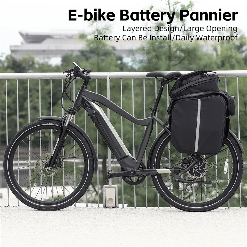 WEST BIKING Electric Bike Battery Carrier Bag Expandable Pannier