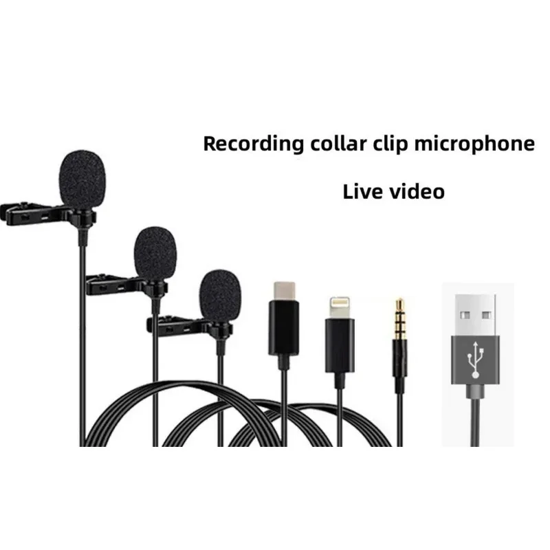 MC01 휴대용 1.5m 유선 미니 마이크 타입 C 휴대폰 PC 노트북용 금속 클립형 라발리에 USB 마이크 3.5mm 콘덴서 마이크