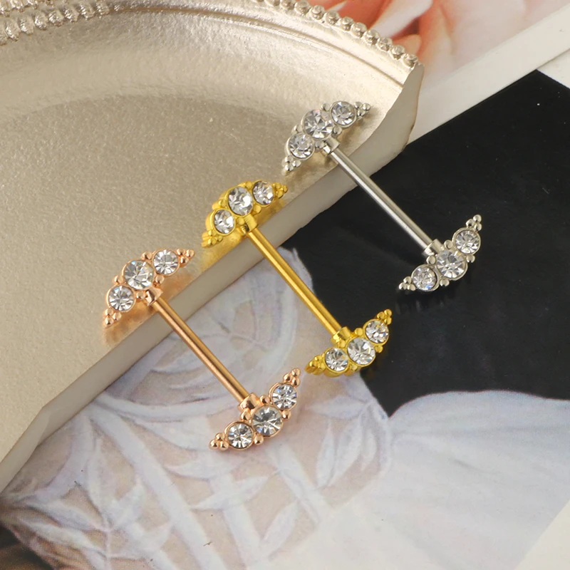 14G Nipple Rings Screw Surgical Steel Nipplering Barbell Tongue Rings Nipple Piercing Jewelry CZ Heart Straight Dangle Nipple Ri