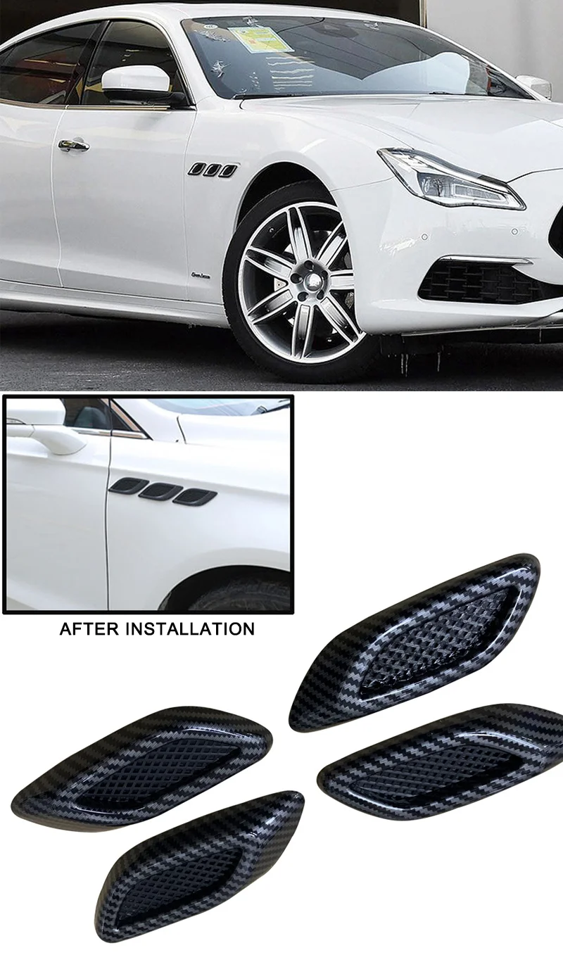 6Pcs Chrome Carbon 3D Auto Seite Fender Air Vent Hood Scoop Outlet Abdeckung Dekorative Modifikation Für BMW Für Audi für Honda Für VW – Detail 1