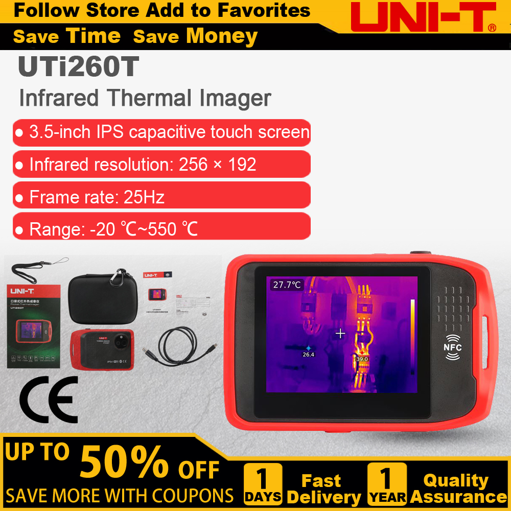 UNI-T UTI260T Pocket Thermal Imager 256x192 NCV Bluetooth Thermographic Camera Infrared Thermal Camera For Repair PCB Circuit