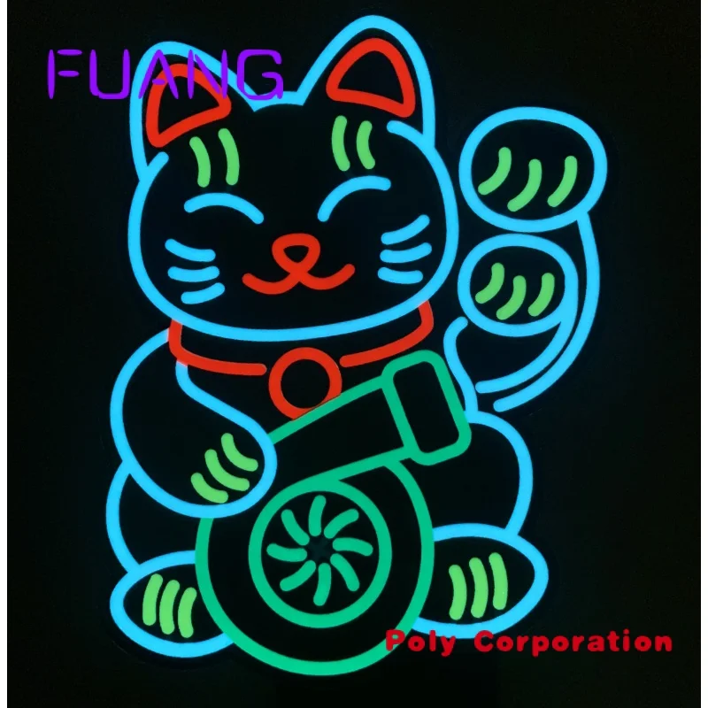 Custom  Newest Lucky Cat Sign JDM Custom DIY EL luminous logo flexible LED lighting car sticker customized LED logo