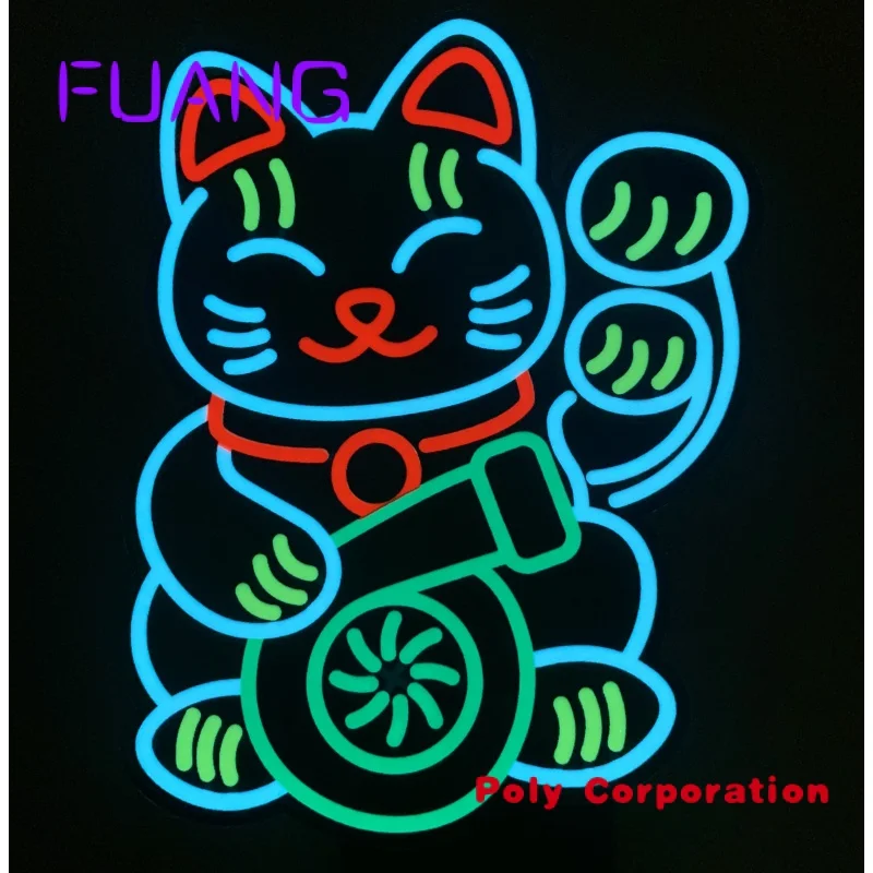 Custom  Newest Lucky Cat Sign JDM Custom DIY EL luminous logo flexible LED lighting car sticker customized LED logo custom a letter light outdoors store diy led sign