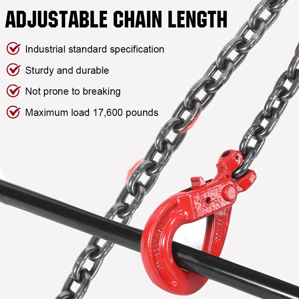4 Point Lift Chains Rigging W/ Hook 4 Leg Chain Sling for Lifting Combination Lifting Chain for Engine Hoist Lifts
