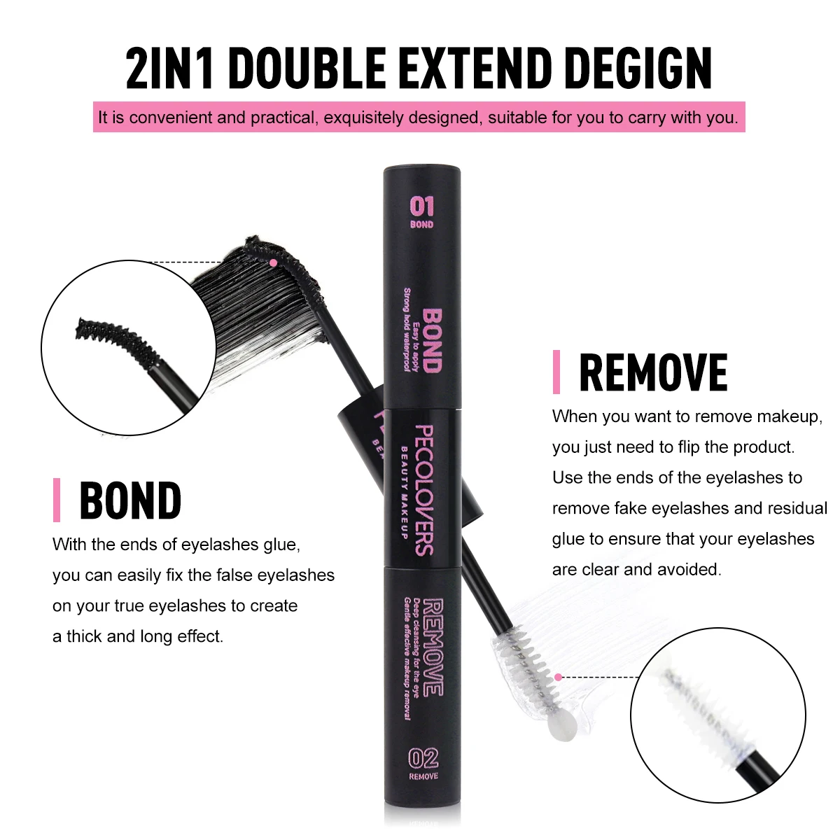 Double-head Waterproof Mascara And Lash Adhesive For Long Lashes_voghion.com