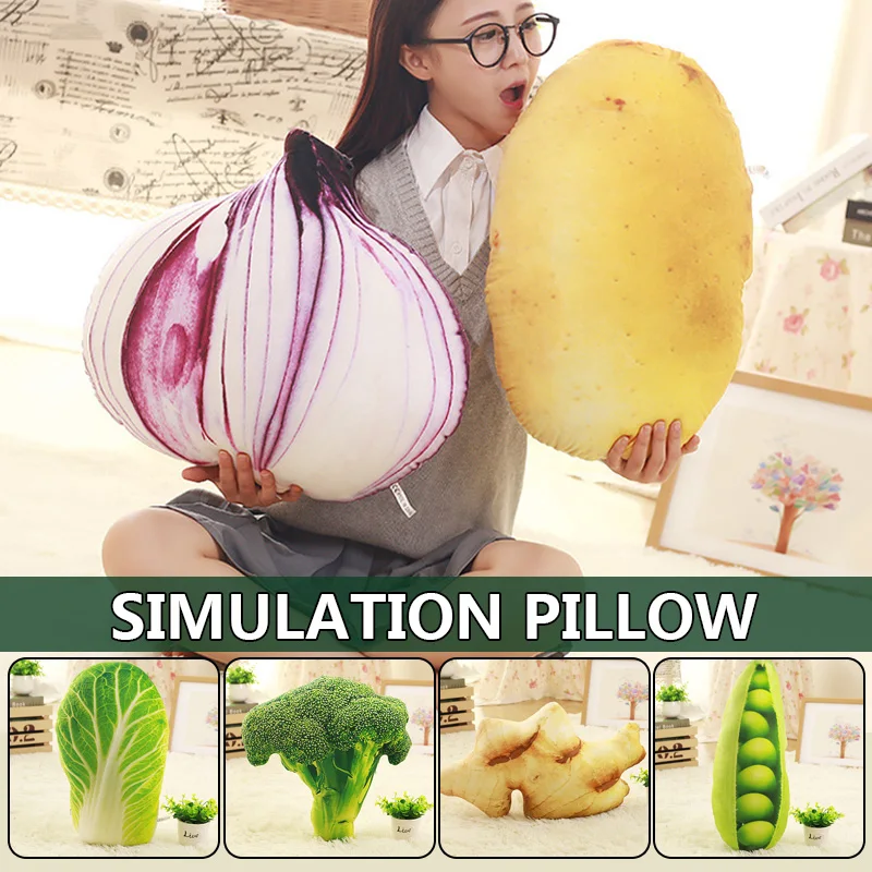 Creative Simulation Vegetable Pillow Cushion Vegetable Plush Dolls Ginger Potato Broccoli Cabbage Pea Pepper Cushion 2