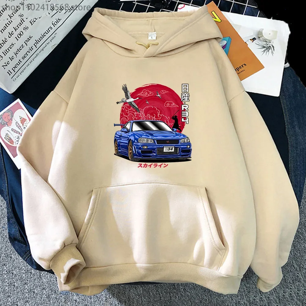 Anime Initial D Hoodie Men Sweatshirts For JDM Car Skyline GT-R R34 Japanese Streetwear women Casual Long Sleeve Tops Oversized