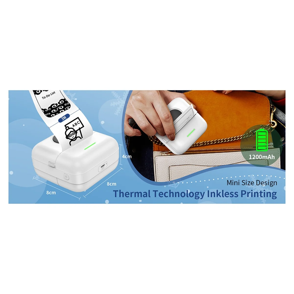 Mini Thermal Printer X5 Bluetooth Pocket Printer Portable Inkless Sticker for Study, Notes, Pictures, Photos