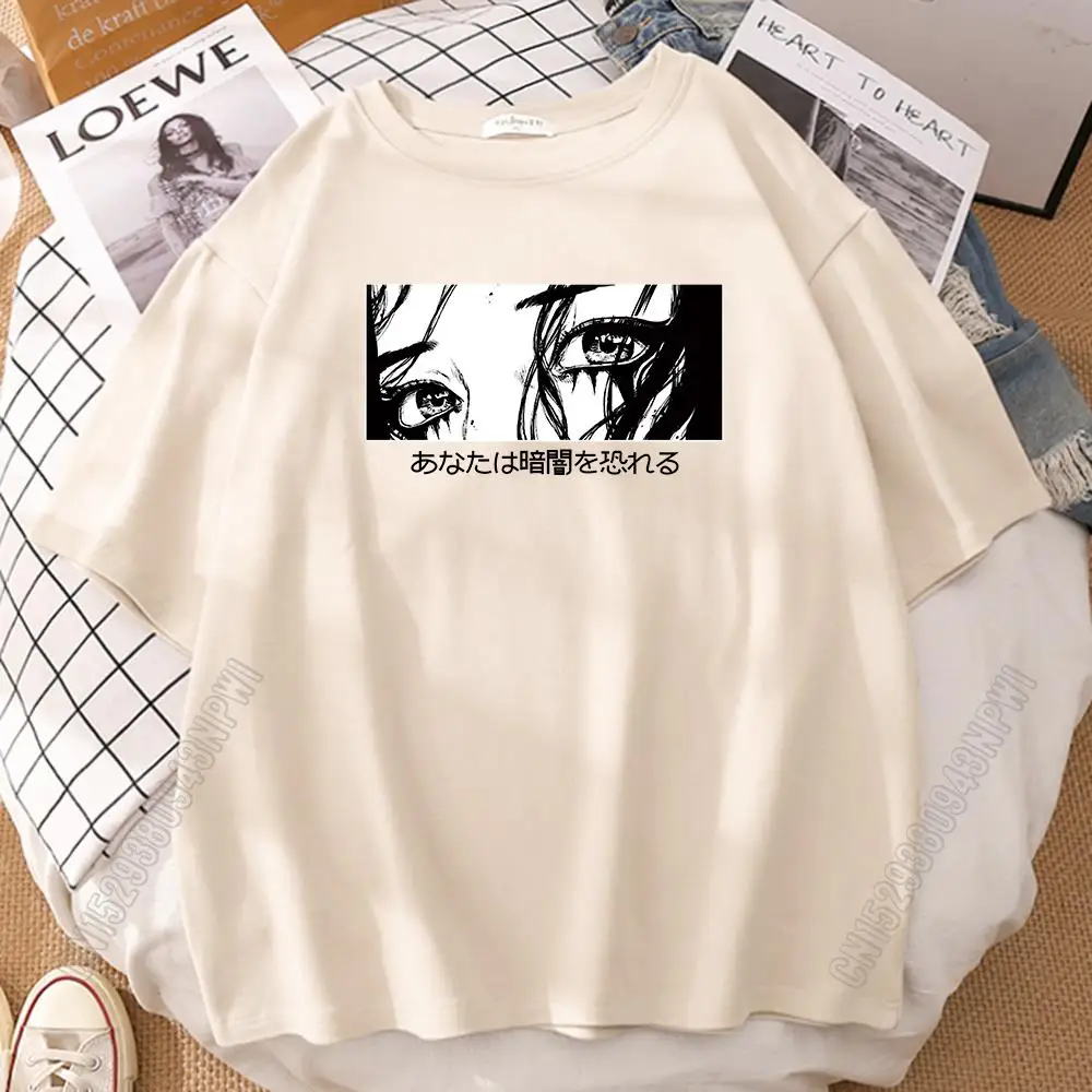 

Черно-белая хлопковая Мужская футболка с меланхолическими глазами для девушек, крутые повседневные футболки, креативная футболка большого размера Xs-Xxxl, Мужской Топ