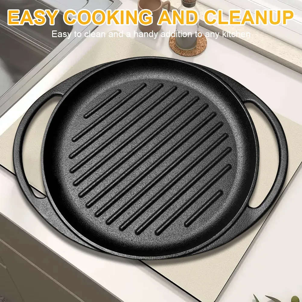 Cast Iron Non Stick Grill Pan for Gas Stove and Open Fire