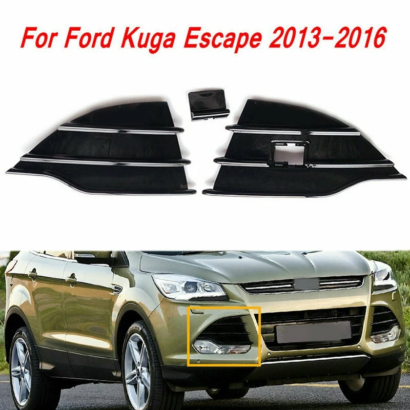 

For Ford Kuga Escape 2013-2016 Front Lower Bumper Grill Cover Grille Insert Satin Black+Silver CJ5Z17E810AA CJ5Z17E811AA