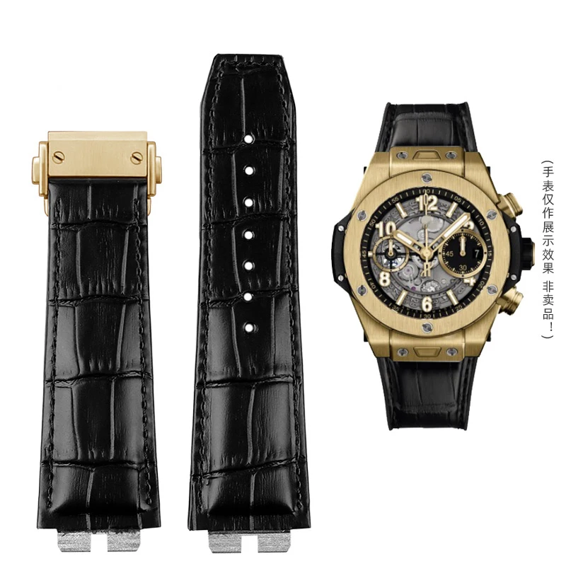 Bracelet Montre Cuir Et Silicone Pour Hublot Big Bang – Fermoir Déployant, Ajustable, 29x19x24mm - 10