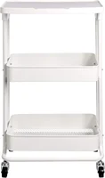 2-Tier Metal Kitchen/Utility Cart with Shelf, White 2