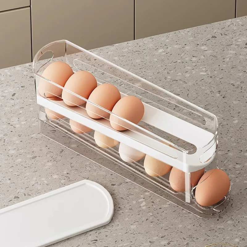 Refrigerator Egg Storage Box Automatic Scrolling Egg Holder Household Large Capacity Kitchen Dedicated Roll Off Egg Storage Rack 5