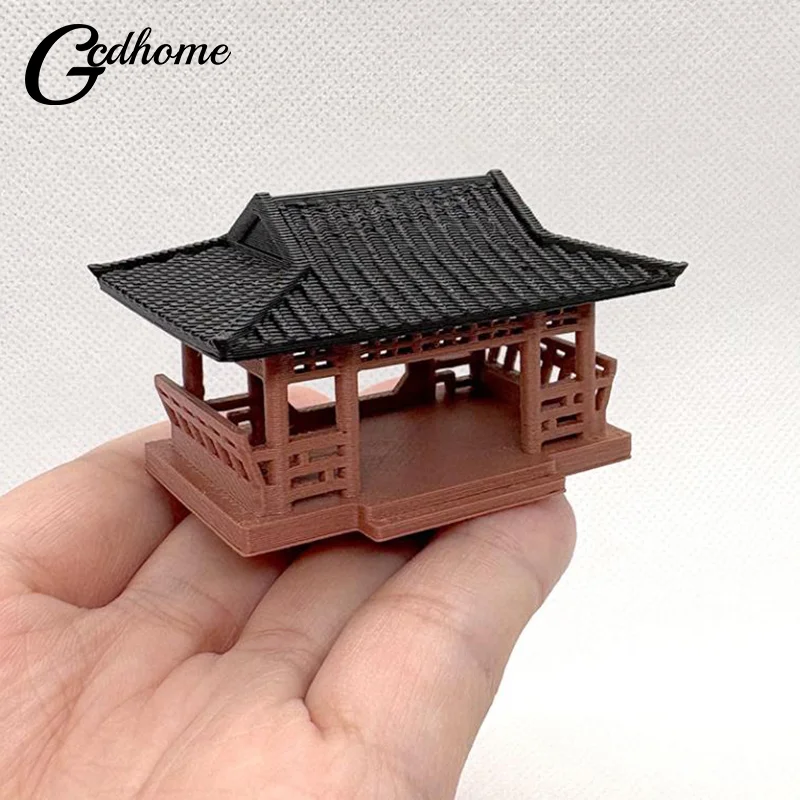 Miniature Pavilion Figurine Bonsai Nament Garden Decor Micro Landscape Statue Gazebo Model Zen Garden Supplies Yard Rockery