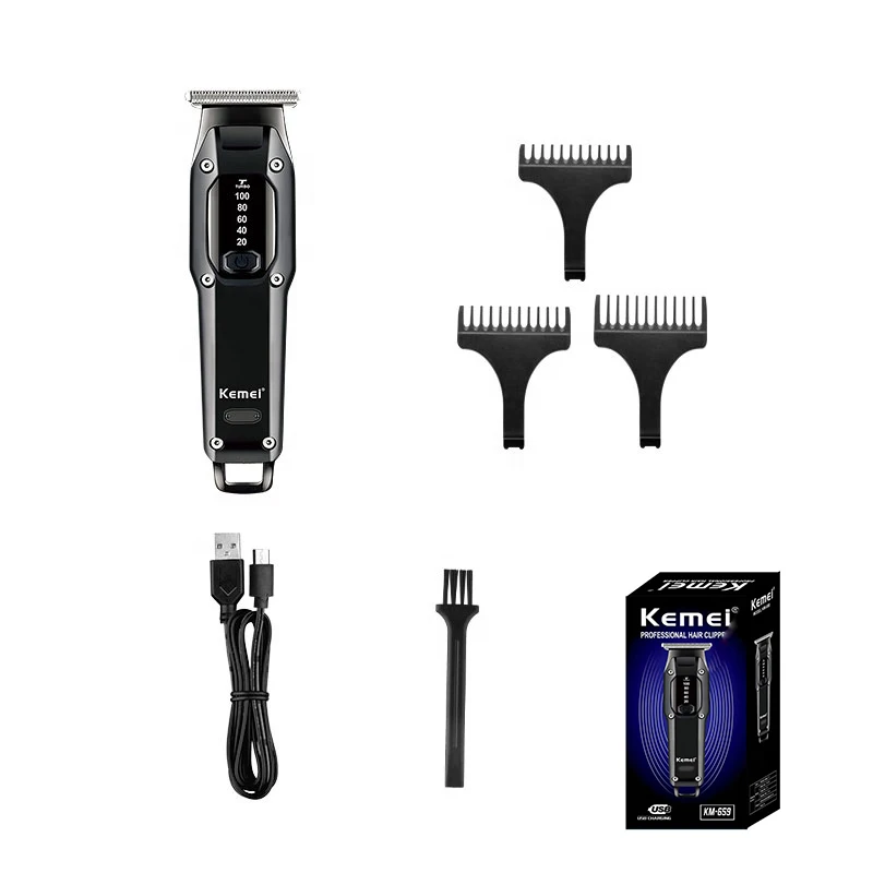 kemei aparador de cabelo profissional sem fio 03
