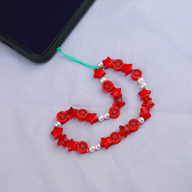 Mobile Phone Chain Straps Charm Color Acrylic Imitation Pearl Pendant Phone Anti-Lost Anti-Drop Lanyard Ladies Jewelry