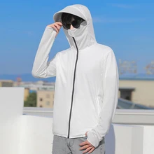  New Thin Breathable Outdoor UPF 50+ Men's Long Sleeve Sun Protection T-shirt Outdoor Fishing Hoodie Ice Silk Sunscreen Clothes 