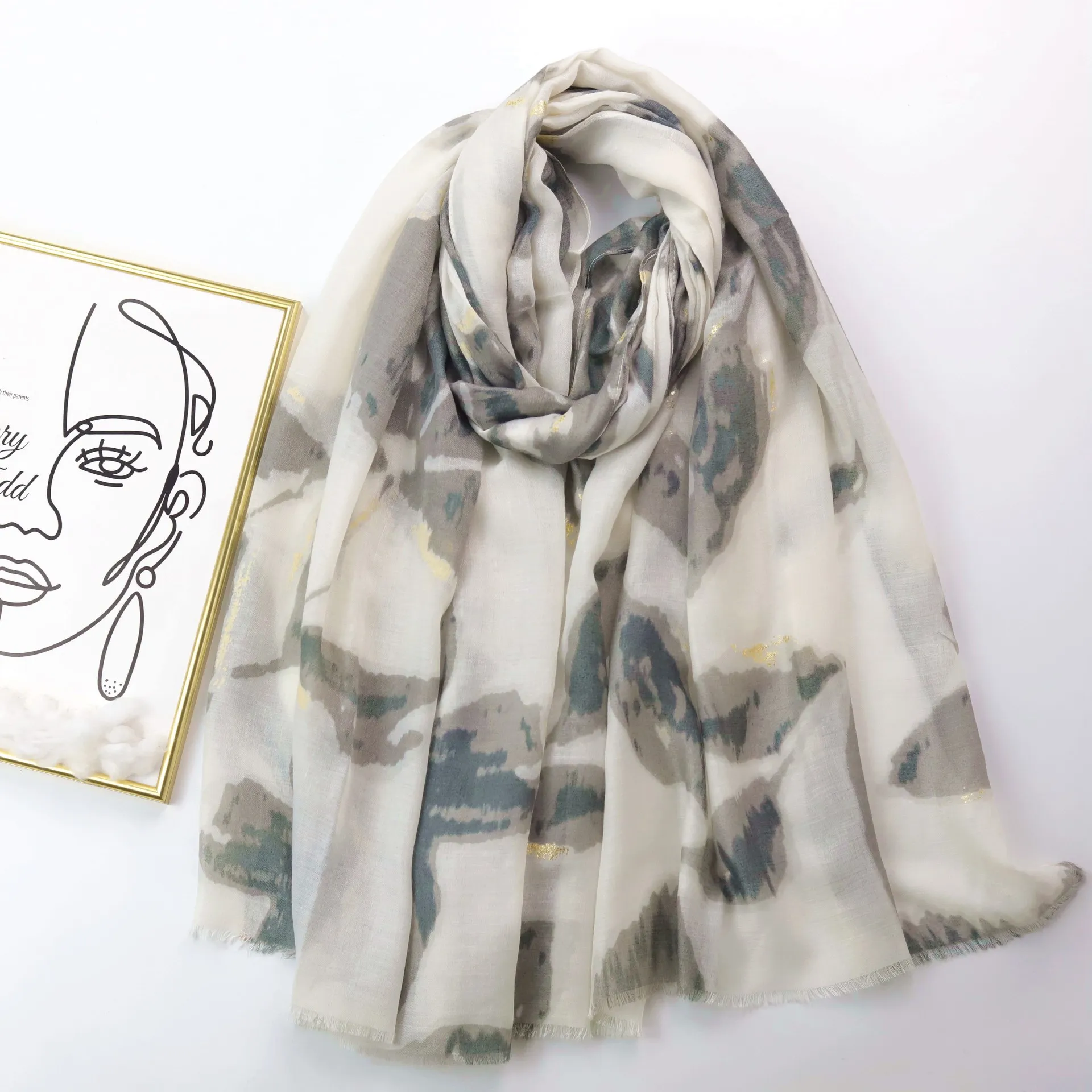 

New Design Brand Women Scarf Fashion Aztec Flower Fringe Shawls Spring Autumn Warm Wrap Hijabs Lady Pashmina Foulards Bandana