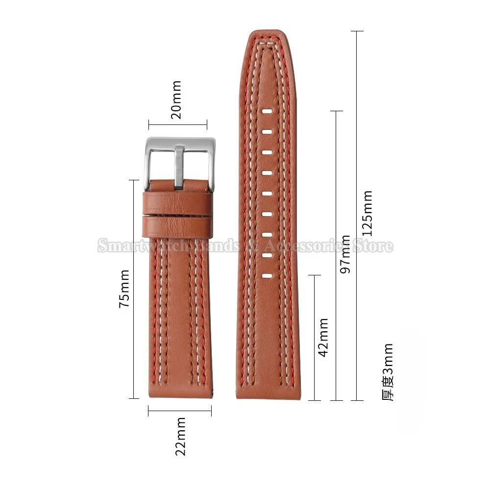 Premium Cowhide Leather Quick Release Sport Watch Strap - Waterproof Wrist Band Replacement