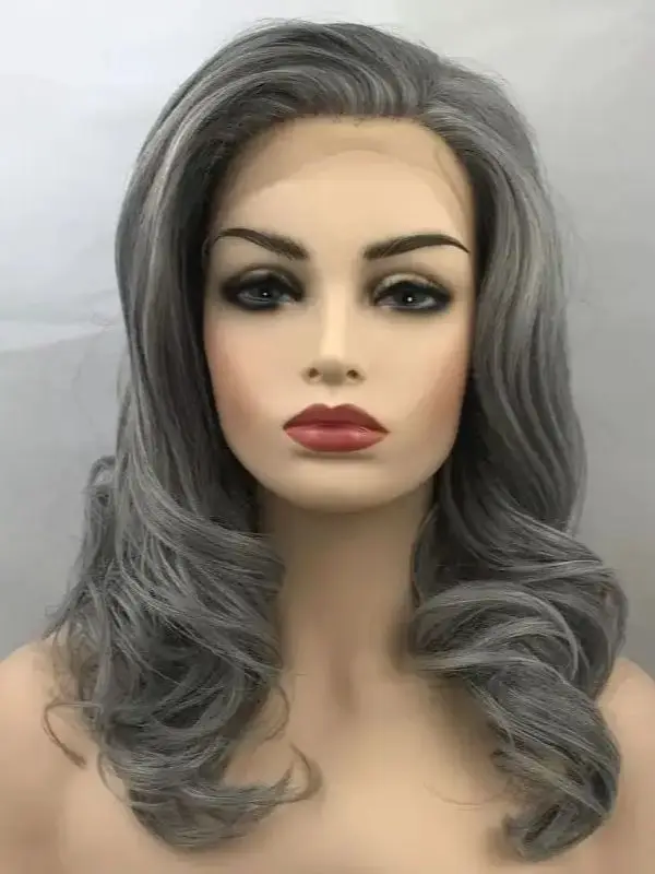 

Long gray Wavy Transparent Lace Synthetic Wigs Women Wavy Daily Natural Synthetic Lace Wig