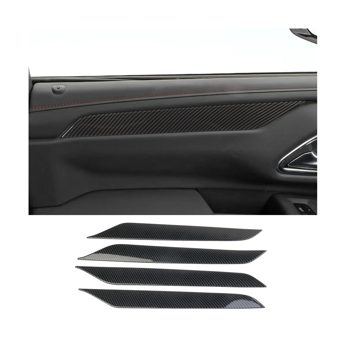 

For Chevy Tahoe 2021-2023 Suburban 2020-2023 Car Door Panel Trim Cover Accessories - ABS Carbon Fiber