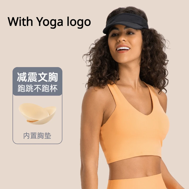 

Yoga Crop Tops Sports Bra with Chest Pads Outdoor Sports Leisure Racerback Sports Vest High Strength Shockproof Uphold Yoga Gym