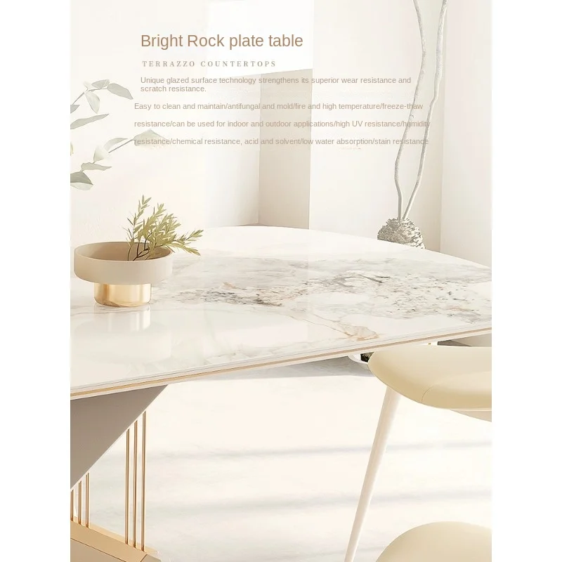 

Slate dining table, cream style rectangular, light luxury small household, modern simple net celebrity dining table
