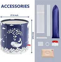 Foldable Bathtub Portable Soaking Bath Tub,Eco-Friendly Bathing Tub for Shower Stall  Storable Bag Included (Blue Whale) 2
