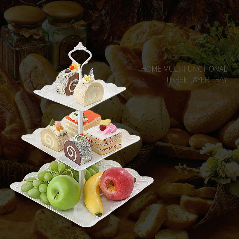 Cake Stand 3 Tier Cake Stand Afternoon Tea Wedding Plates Party Tableware Xmas Brithday European Three-layer Fruit Tray
