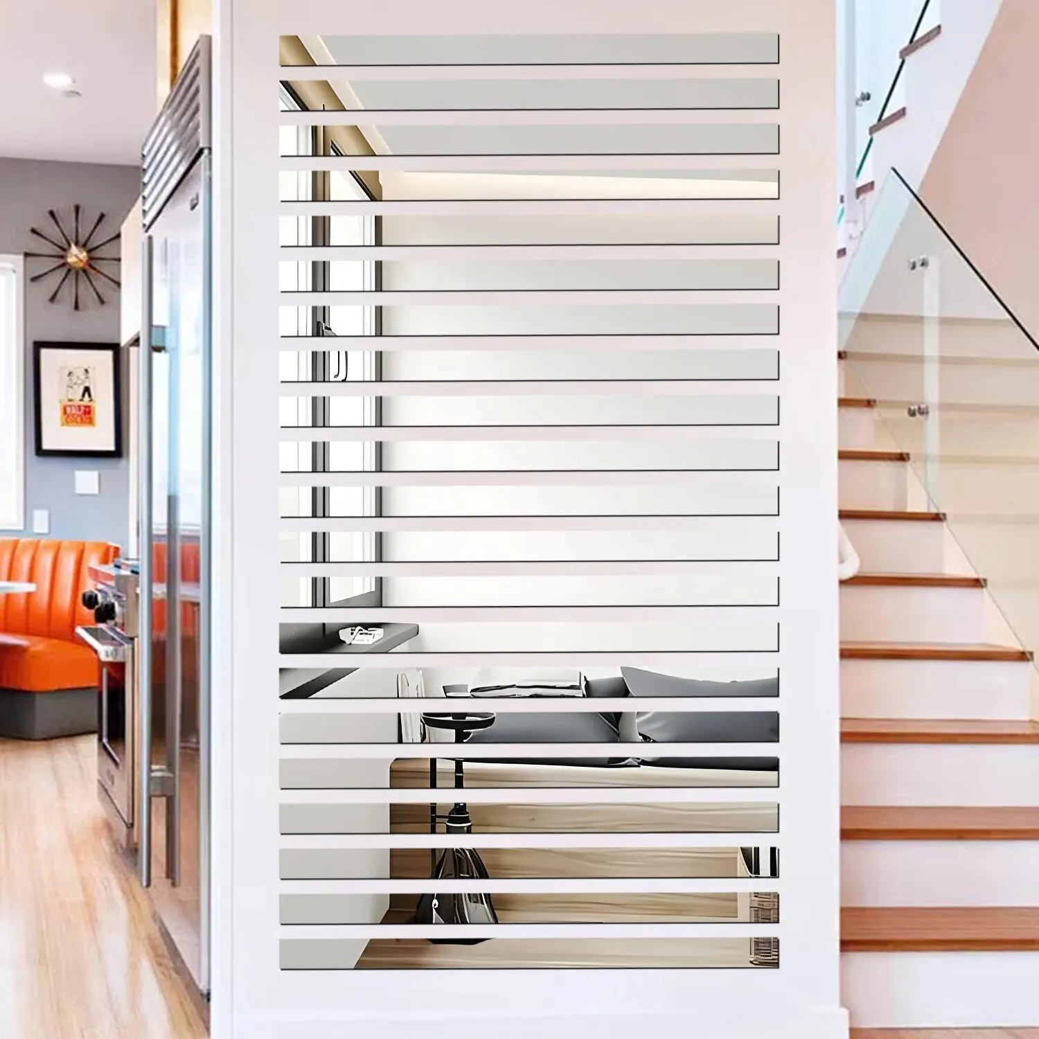 Wall Stickers 10pcs/lot 3D Long Striped Mirror Wall Sticker