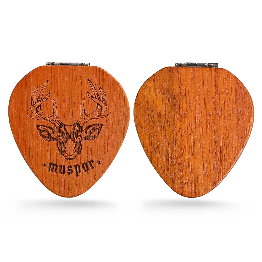 

Gift Holder Guitar Picks Case Wooden Box With 5 Random Picks Plectrum Casket Guitar Picks Holder Gift Holder 6 PCS Brown-red