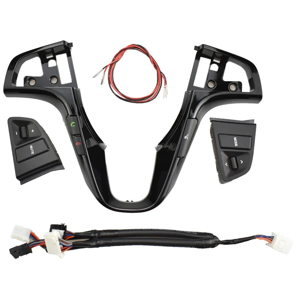 현대 VERNA용 핸들 버튼 다기능 블루투스 오디오 볼륨 음악 제어 스위치, 파란색 백라이트 포함