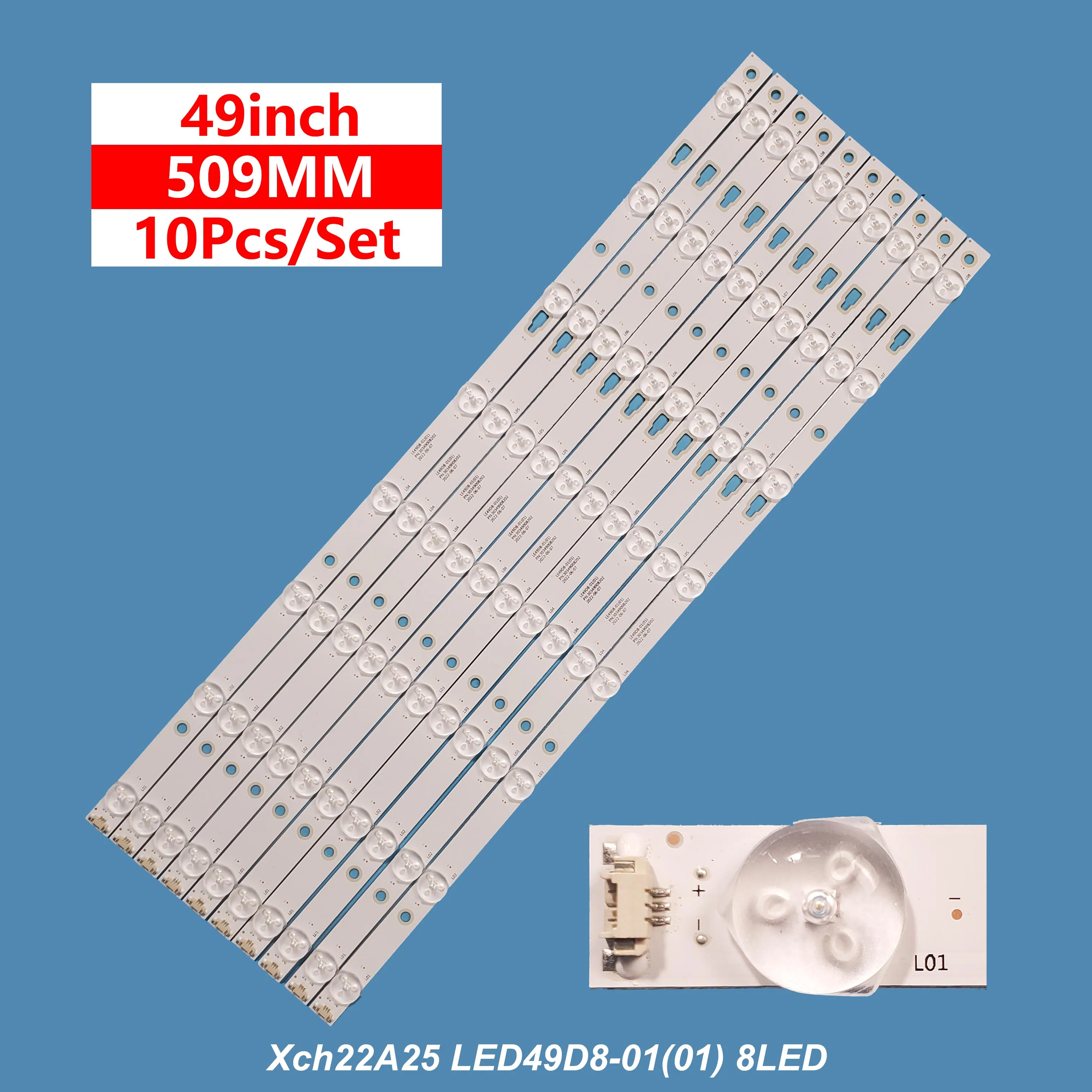 TV LED strip LED49D8-01(01) 8LED LE49D8 for 49 inch TV LS49H510 H49E17A LSC490FN02 10pcs/set for 49inch led