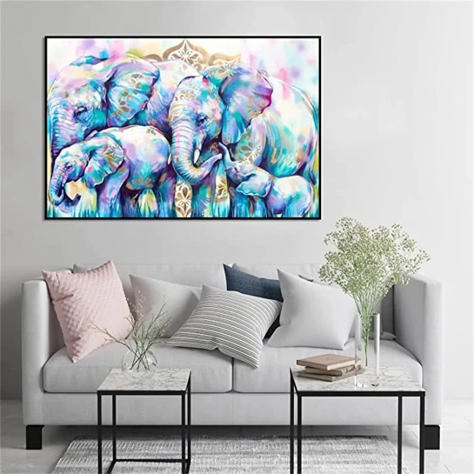 thumbnail image 4 of Lindo Animal elefante HD lienzo pintura sala de estar Animal decoración del hogar regalo, 4 of 5