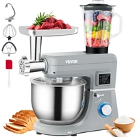VEVOR 5 IN 1 Stand Mixer Tilt-Head Multifunctional Electric Mixer w/ 6 Speeds LCD Screen Timing 7.4 Qt Stainless Bowl Dough Hook 1
