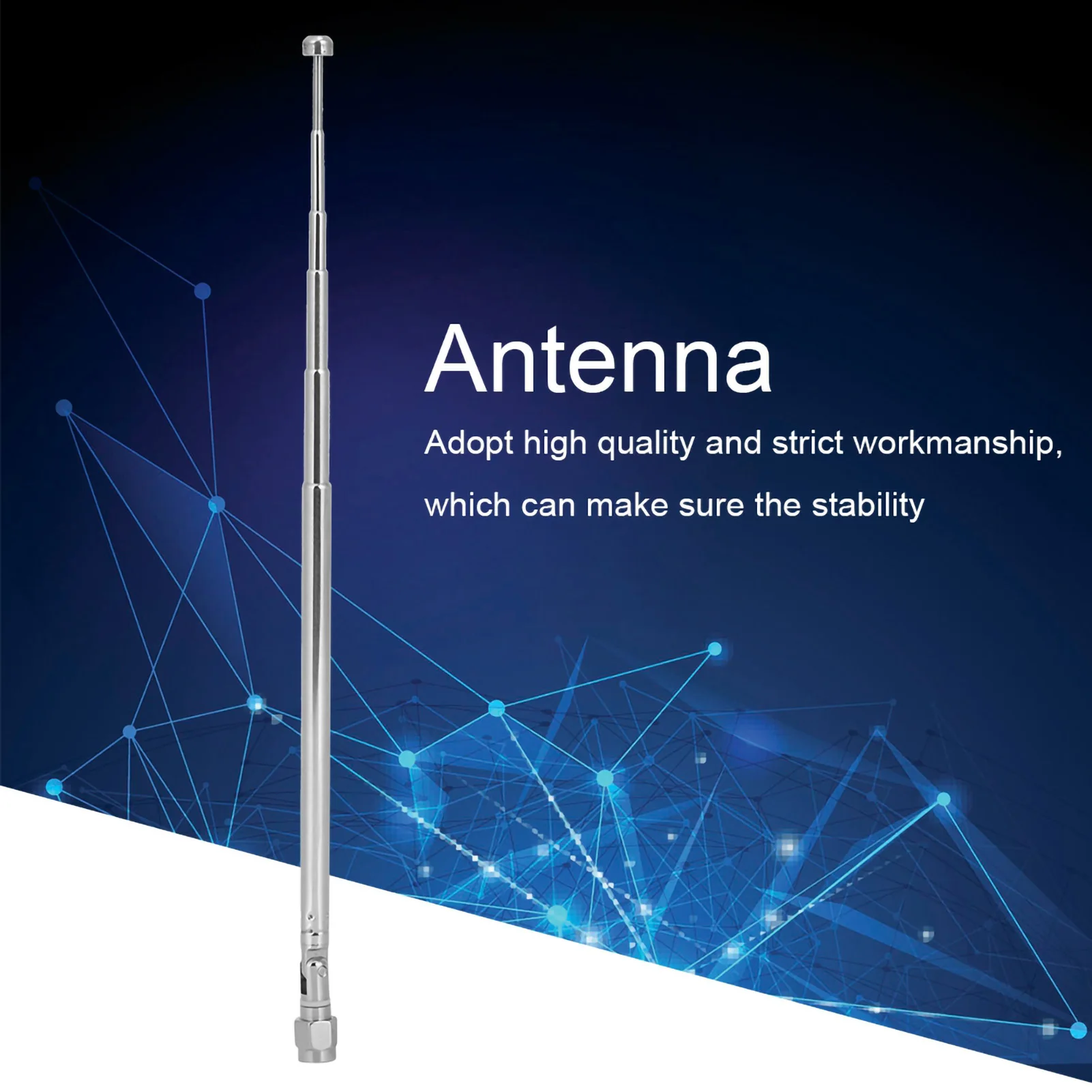 Vue rapprochée du connecteur SMA mâle de l'antenne télescopique 40MHz-6G pour LimeSDR.
