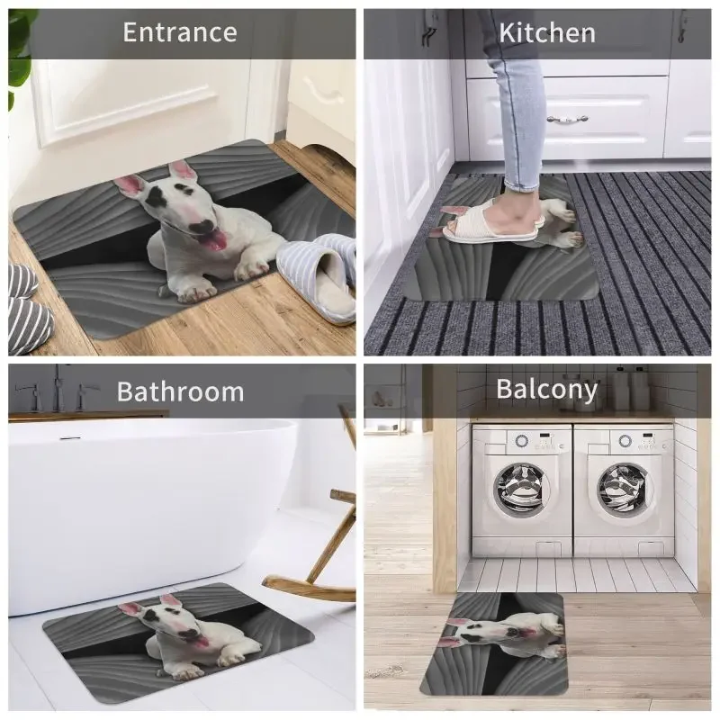 Fashion Bull Terrier Doormat Mat Anti-Slip Dog Animal Bath Kitchen Balcony Rug Carpet 40*60cm anti slip doormat