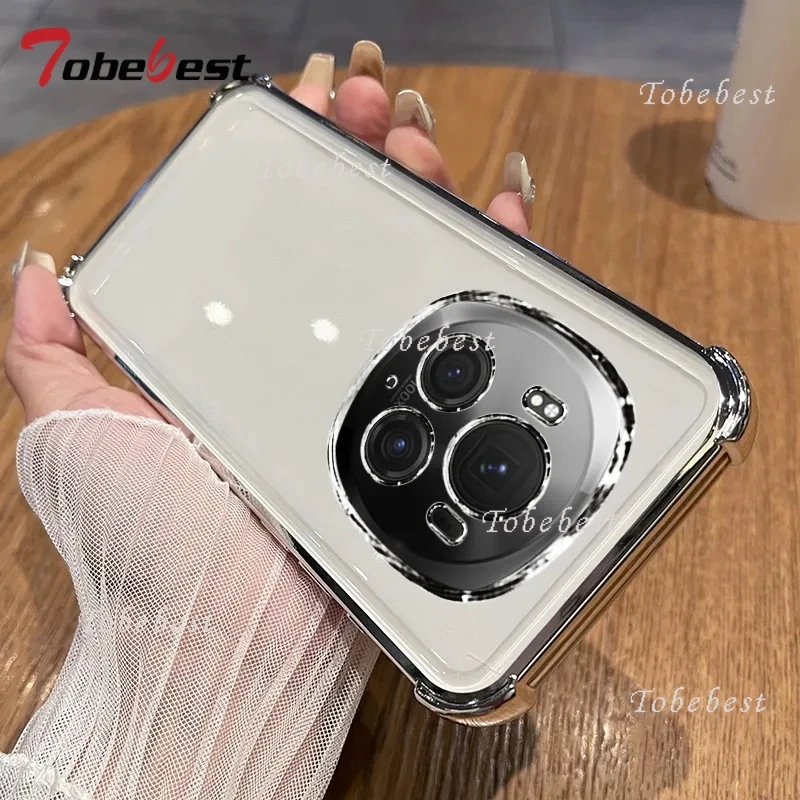 360 Degree Rotating Magnetic Shockproof Plating Case with Transparent Back Cover