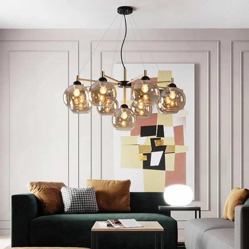 

Nordic Round Glass Cover Pendant Lights Dimmable for Living Dining Room Desks Bedroom Lamp Home Decor Hanging Design Fixture
