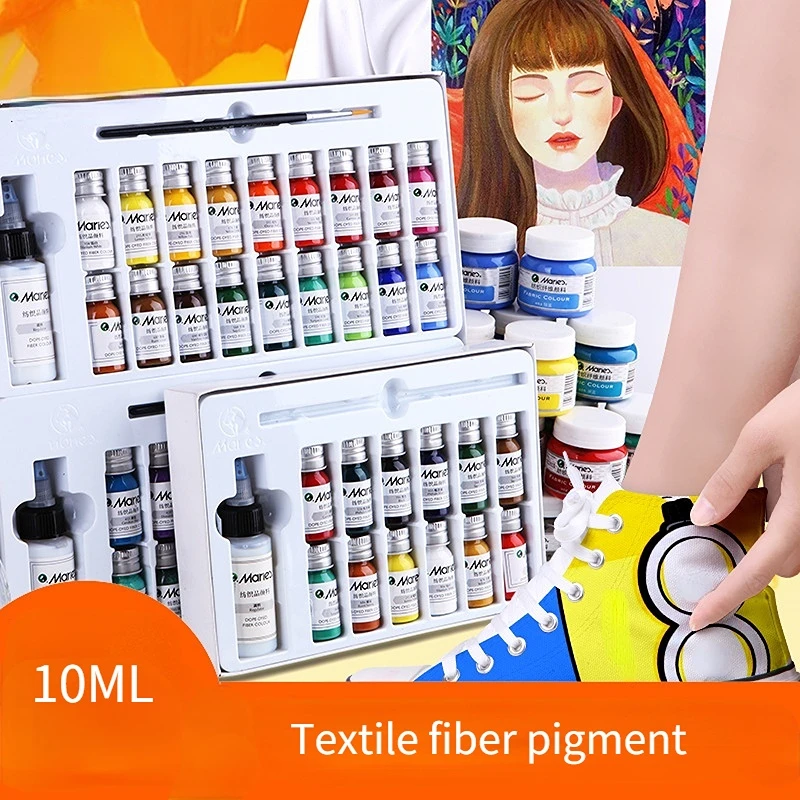 12/18/24 Colors 10ml Textile fiber pigment acrylic paint For Clothes Canvas  Bags shoes DIY Painting graffiti color not fade pa - AliExpress